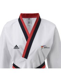 DOBOK ADI-POOMSAE NIÑA "WT APPROVED" CUELLO NEGRO/ROJO